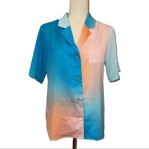 NWT Ecru Kelly Nosara Sunset watercolor Blouse Top Shirt S
